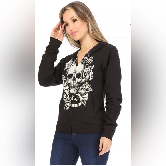 platinum plush Tops - Freedom Skull Rhinestone Hoodie 
